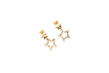 Gold Double Star Earrings