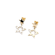 Gold Double Star Earrings