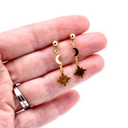 Dainty Star & Moon Dangles