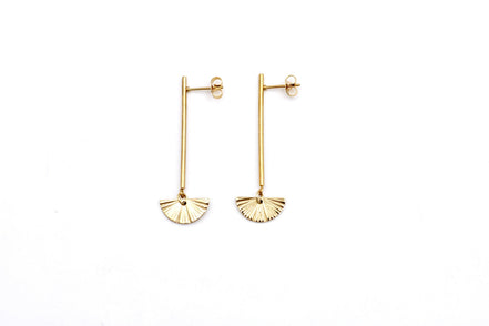 Gold Bar Crescent Dangles