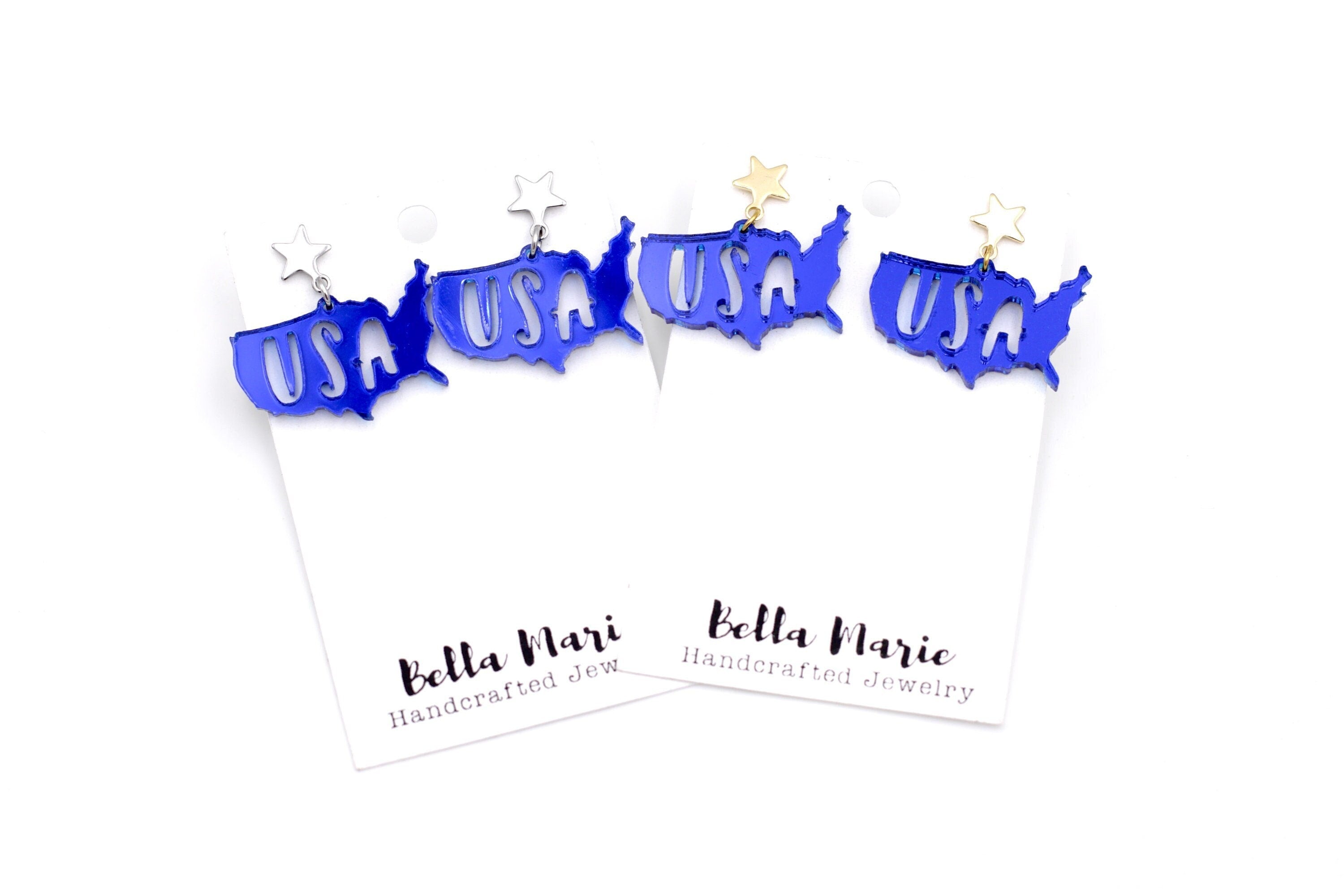 USA Earrings, USA Jewelry, USA Accessories, America Earrings, America Jewelry, 4th of July Earrings, 4th of July Jewelry, Patriotic Earrings
