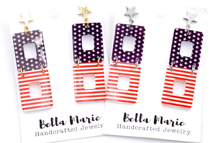 Flag Earrings, Flag Jewelry, USA Flag Earrings, Patriotic Earrings, 4th of July Earrings, 4th of July Jewelry, Independence Day Earrings