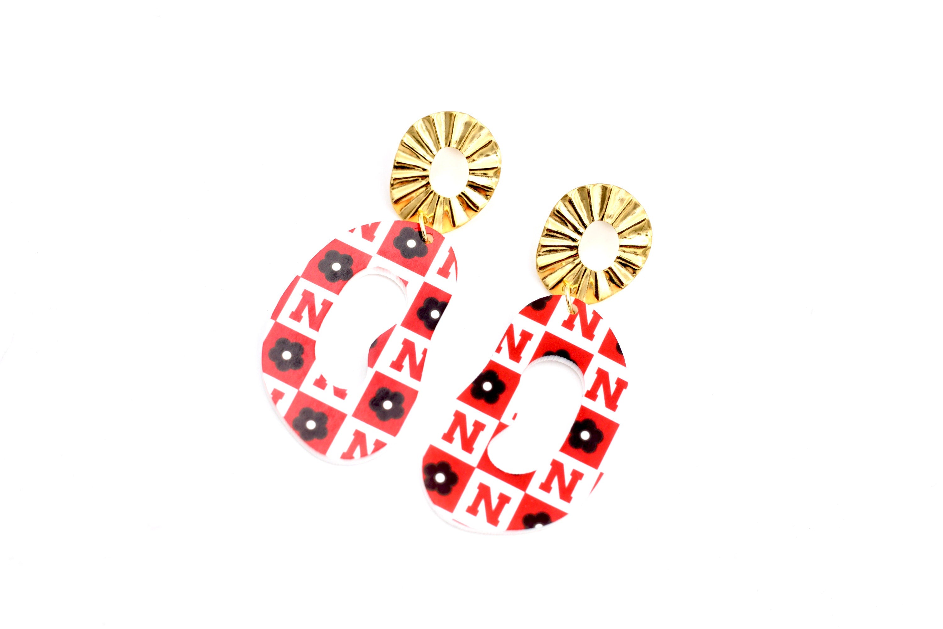 Retro Huskers Dangle Earrings