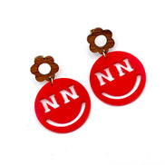 Nebraska Smiley Face Dangle Earrings