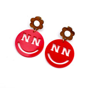 Nebraska Smiley Face Dangle Earrings