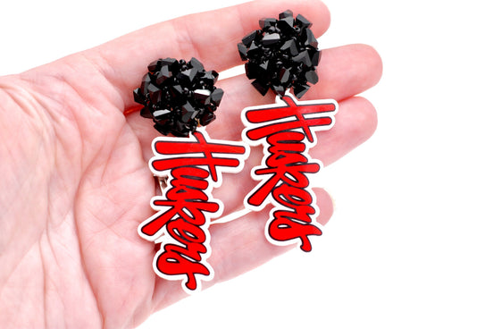 Huskers Beaded Dangle Earrings