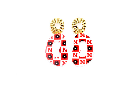 Retro Huskers Dangle Earrings