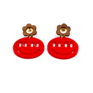 Nebraska Smiley Face Dangle Earrings