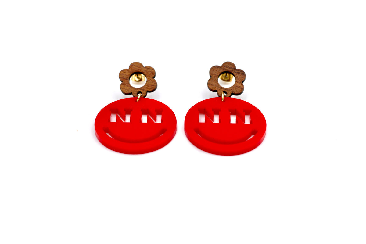 Nebraska Smiley Face Dangle Earrings
