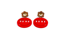 Load image into Gallery viewer, Nebraska Smiley Face Dangle Earrings
