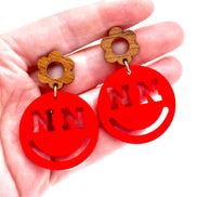 Nebraska Smiley Face Dangle Earrings