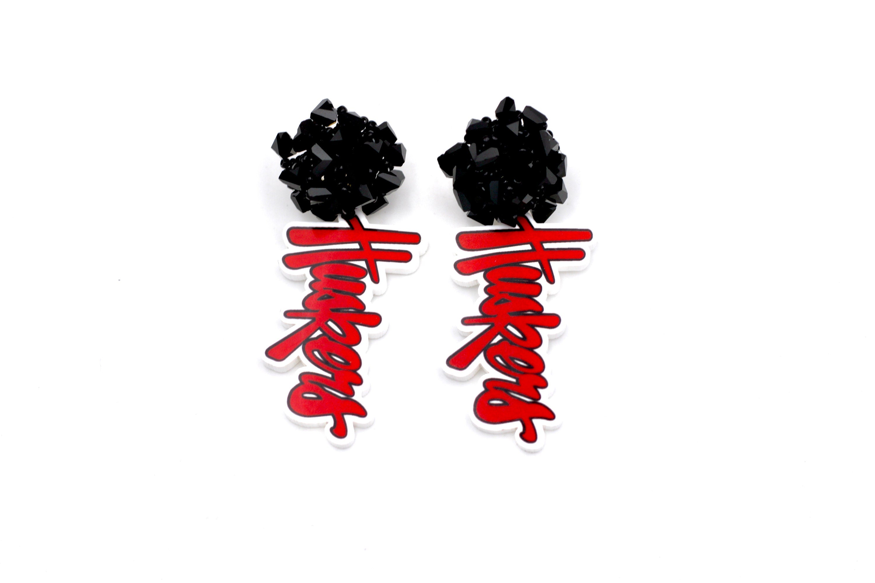 Huskers Beaded Dangle Earrings