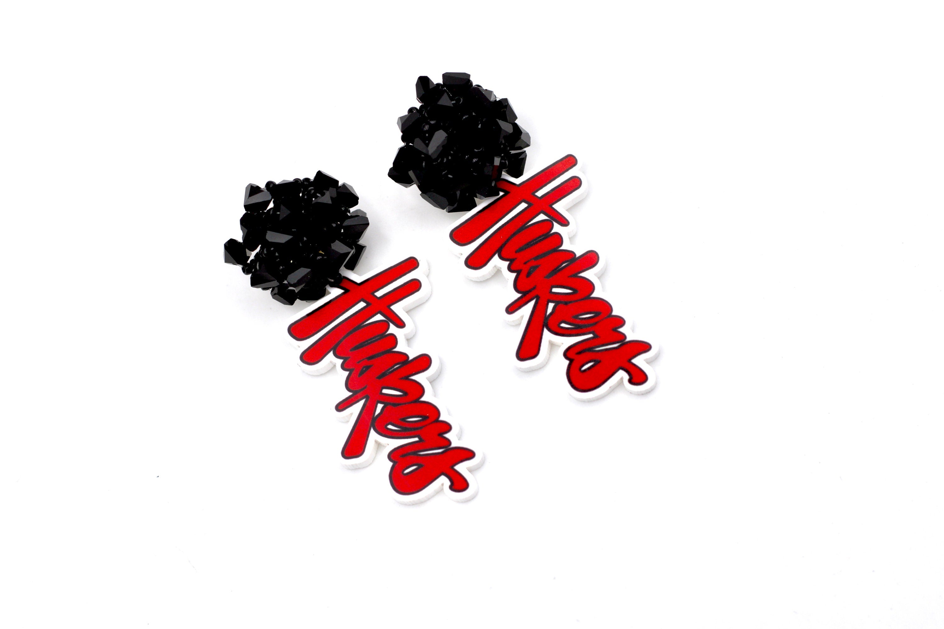 Huskers Beaded Dangle Earrings