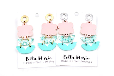 Pink Flower Earrings