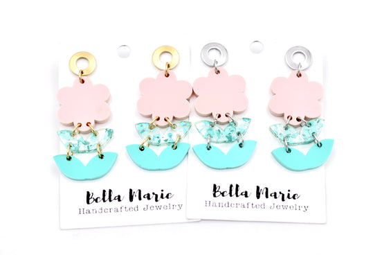 Pink Flower Earrings