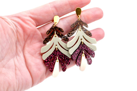 Glitter Leaf Earrings