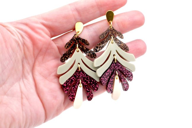 Glitter Leaf Earrings