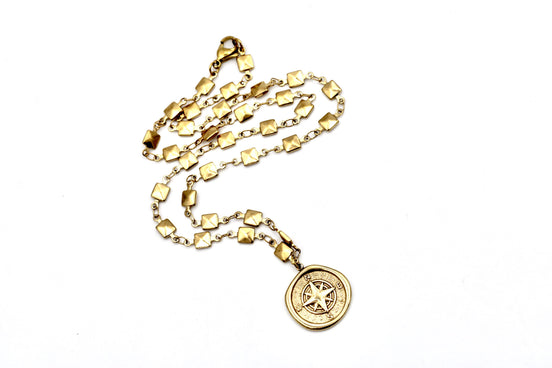 Gold Compass Charm Necklace