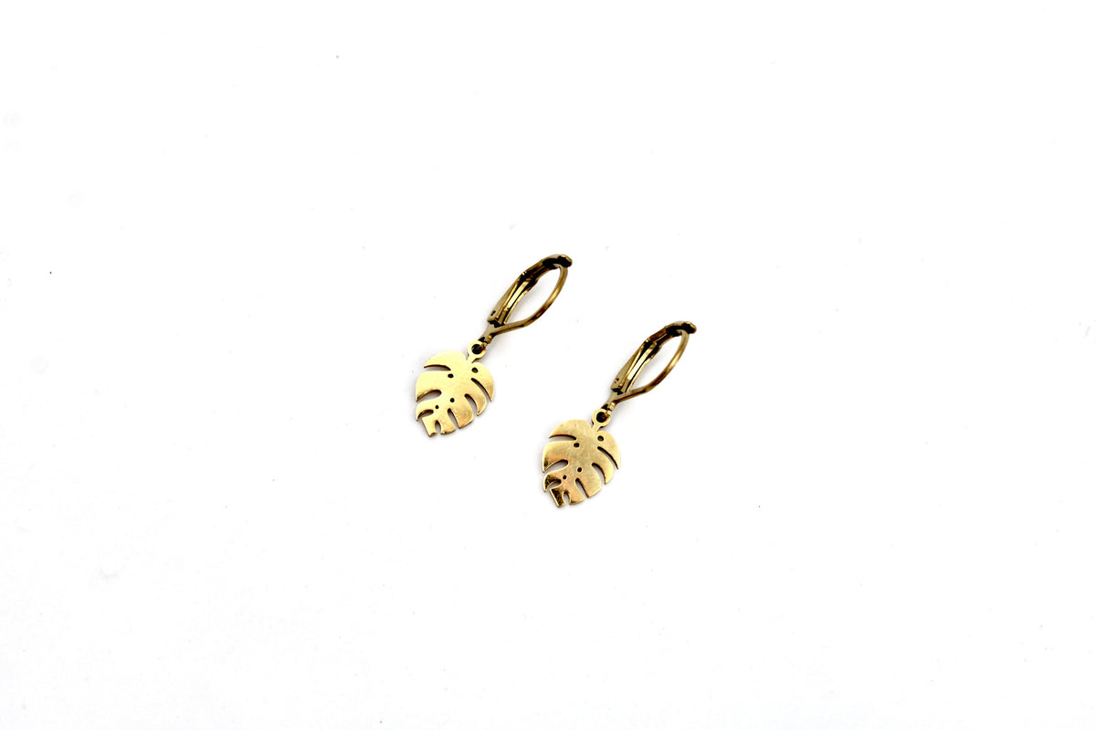 Tiny Monstera Earrings