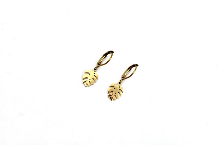 Tiny Monstera Earrings