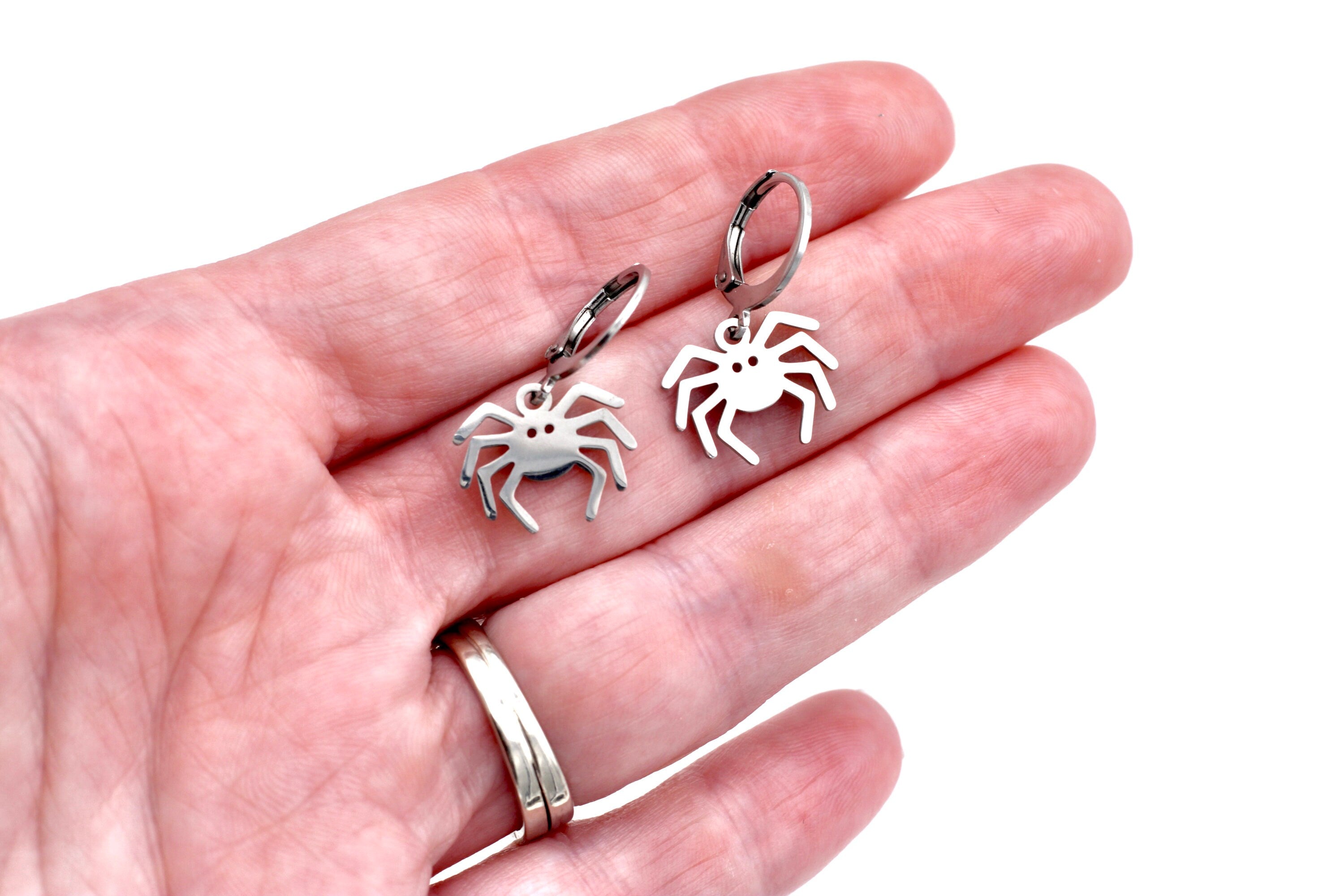 Silver Spider Earrings