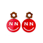 Nebraska Smiley Face Dangle Earrings
