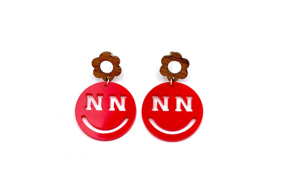 Nebraska Smiley Face Dangle Earrings