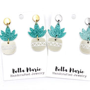 Teal Succulent Earrings