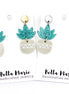 Teal Succulent Earrings