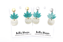Load image into Gallery viewer, Teal Succulent Earrings
