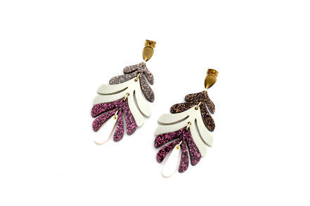 Glitter Leaf Earrings