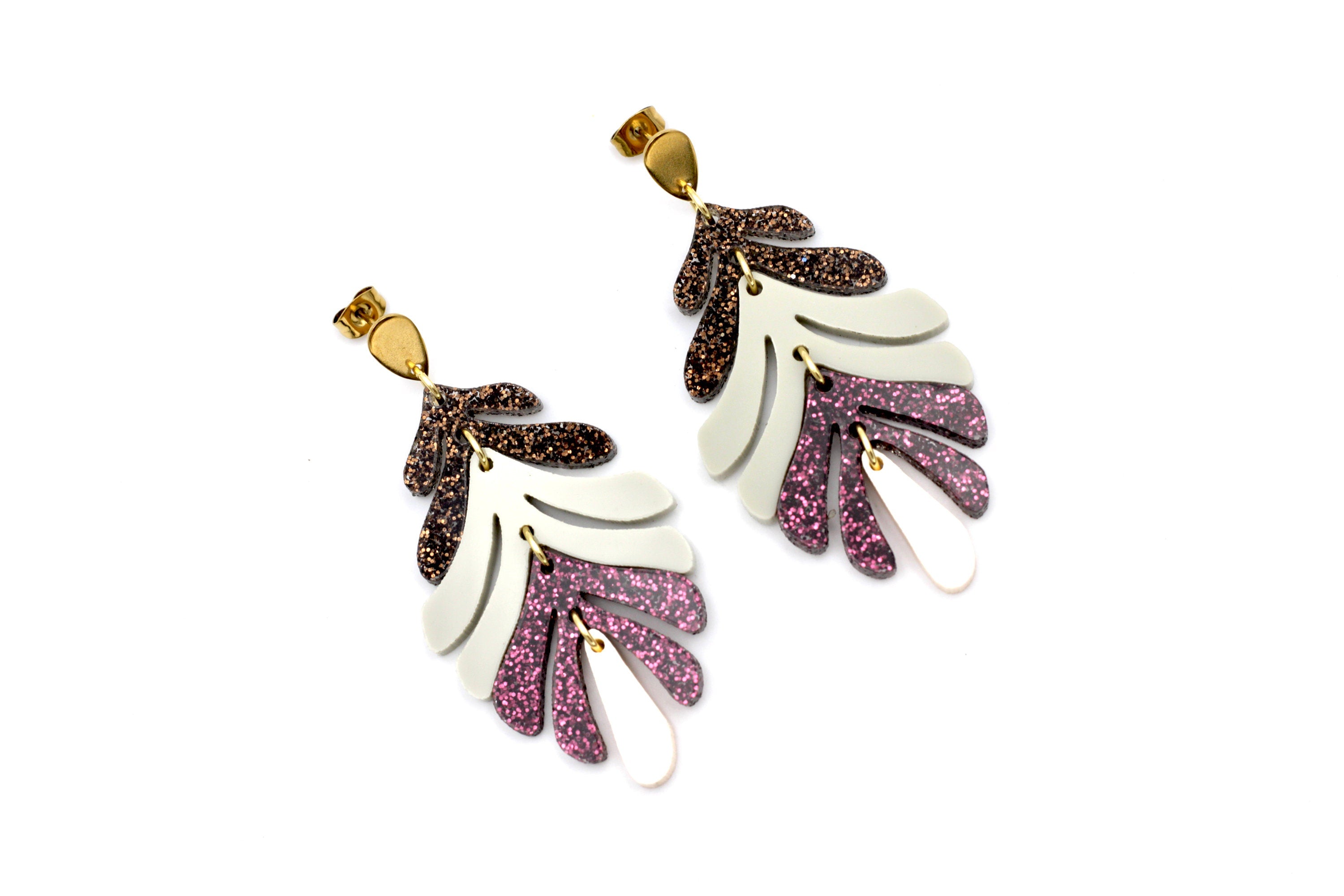 Glitter Leaf Earrings