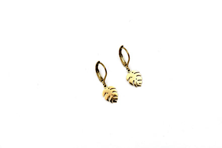 Tiny Monstera Earrings