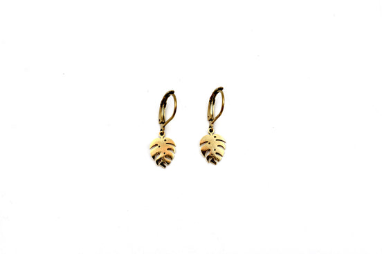Tiny Monstera Earrings