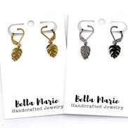 Tiny Monstera Earrings
