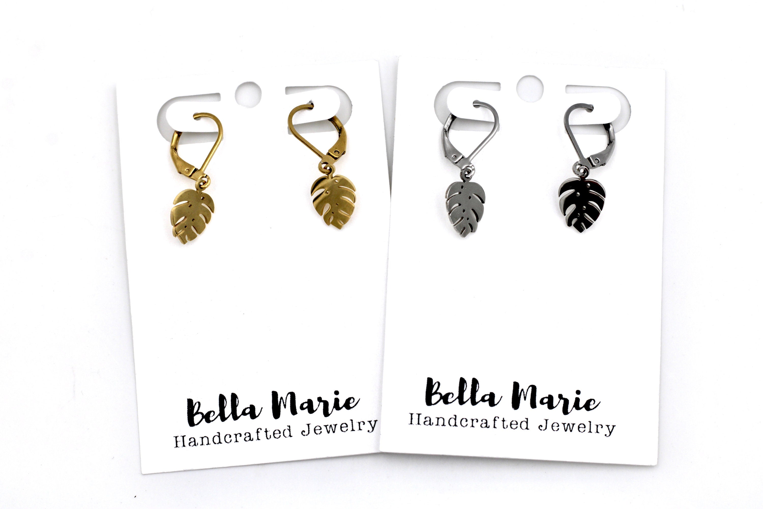 Tiny Monstera Earrings