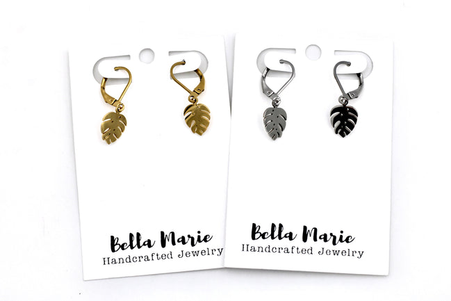 Tiny Monstera Earrings