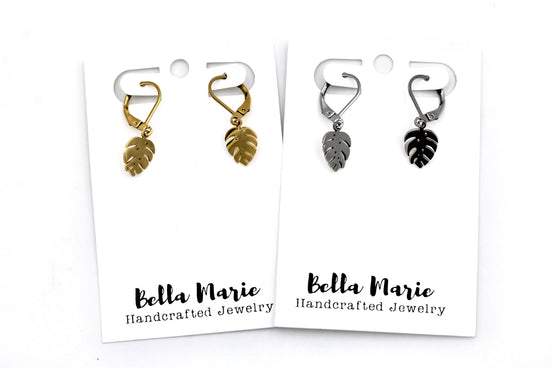 Tiny Monstera Earrings