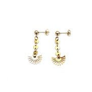 Gold Fan Dangle Earrings