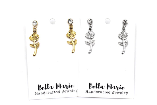 Simple Rose Dangle Earrings