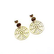 Gold Spider Web Dangle Earrings