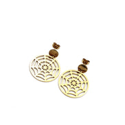 Gold Spider Web Dangle Earrings