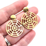 Gold Spider Web Dangle Earrings