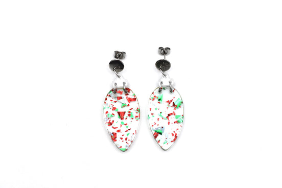 Red and Green Christmas Light Earrings