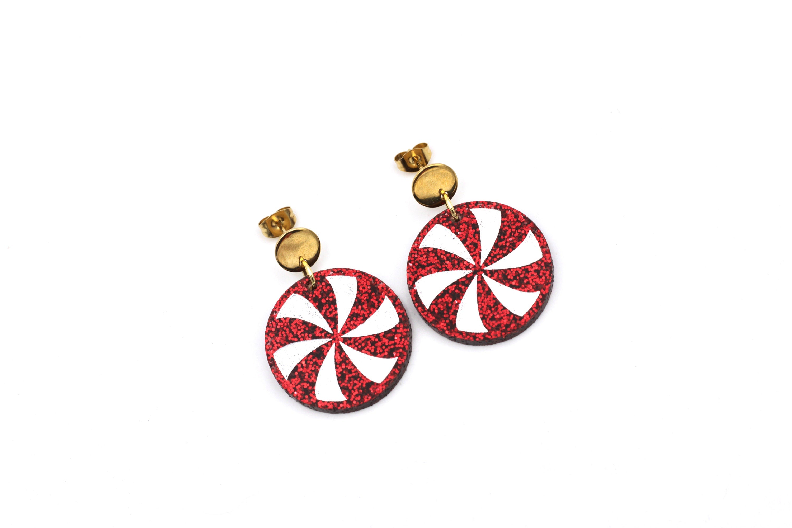 Red Peppermint Candy Earrings