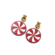 Red Peppermint Candy Earrings
