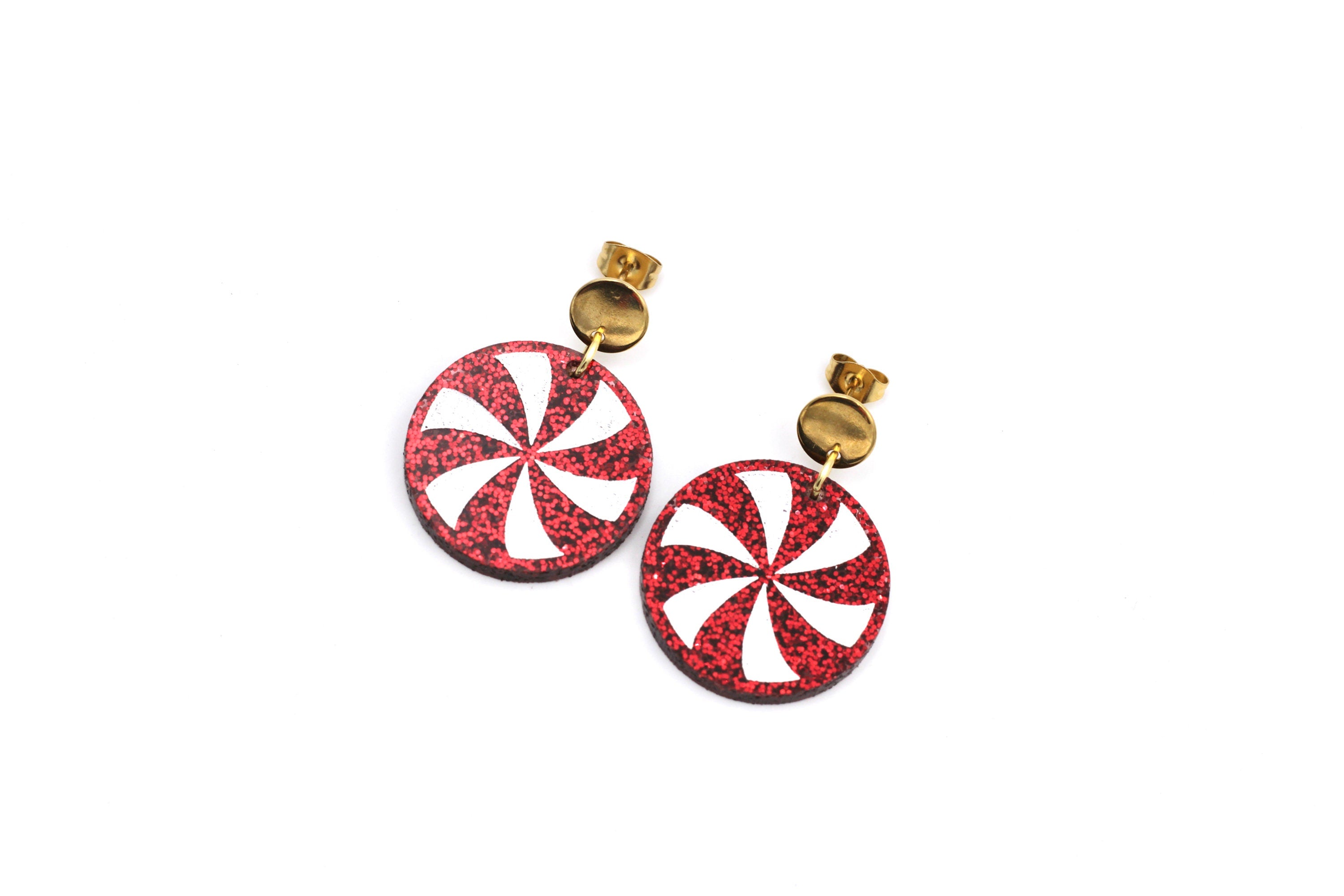 Red Peppermint Candy Earrings