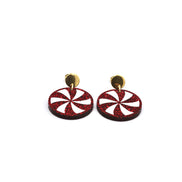 Red Peppermint Candy Earrings