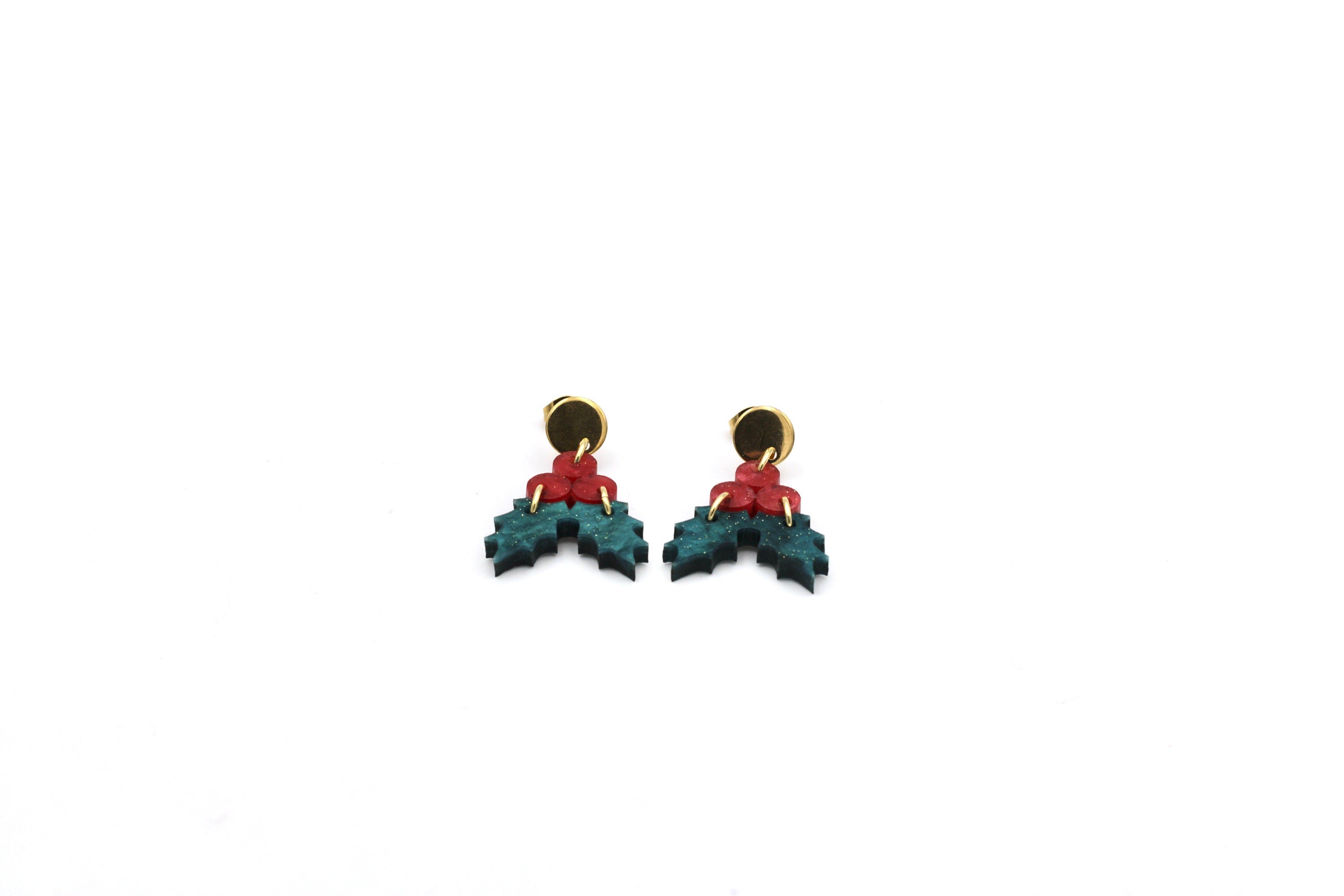 Acrylic Holly Earrings