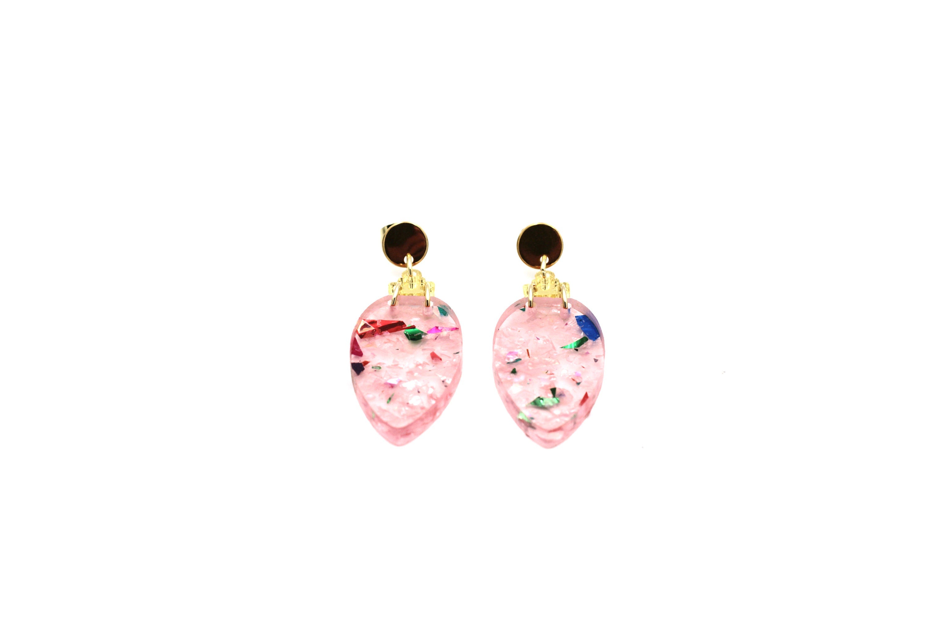 Pink Christmas Light Earrings
